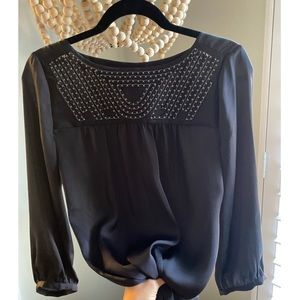 Banana Republic Heritage Long Sleeve Gold Embroidered Top